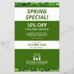 Topiary Trio Gardener Landscaping Green/White Flyer<br><div class="desc">A trio of topiaries create an eye-catching design motif on this promotional flyer for landscapers or gardeners. Update the text fields with your own unique discount or offering. This double-sided flyer provides plenty of space to list your services, contact info and additional details. A great way to enhance your marketing...</div>
