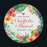 Topical Floral Wreath | Wedding | Save The Date Magnet<br><div class="desc">Set the tone for your tropical paradise wedding with our gorgeous Save the Date Magnet in floral wreath print! Add a perfect touch of elegance to your wedding invitations,  making sure your guests save the date for your special day. This is another 100% original Snuggle Hamster design.</div>