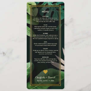 Topical Leaves Pattern   Wedding Menu Card