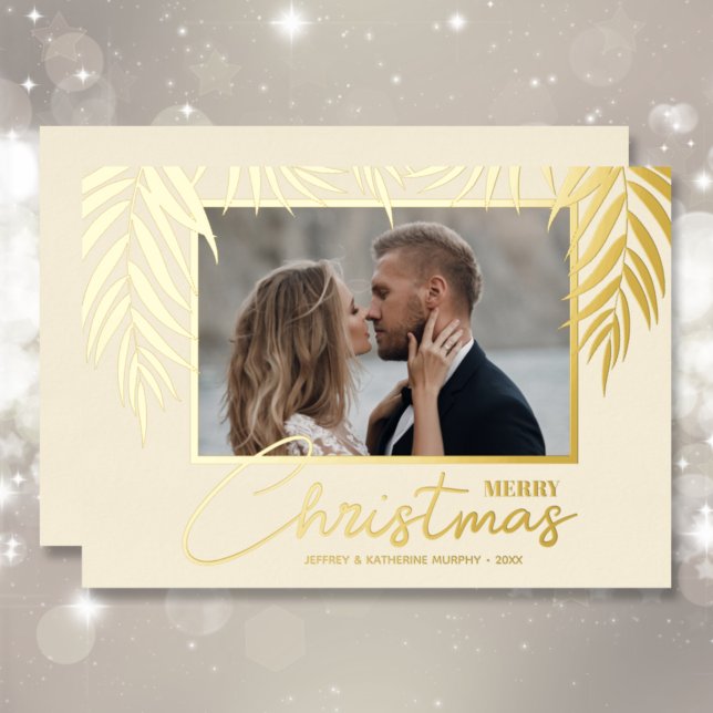 Topical Merry Christmas Photo Foil Holiday Card (Creator Uploaded)