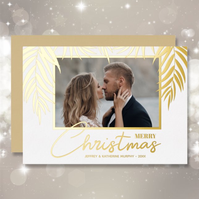 Topical Merry Christmas Photo Foil Holiday Card (Creator Uploaded)