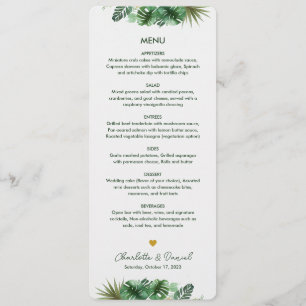 Topical Watercolor Pattern   Wedding Menu