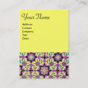 TOPKAPI,FLORAL PINK GREEN YELLOW ORIENTAL DAMASK BUSINESS CARD