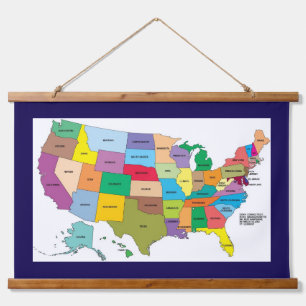 Topo Map of the USA Wood Topped Wall Tapestry