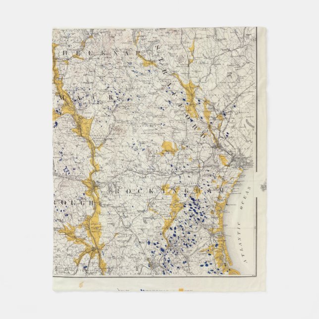 Topographic and Glacial Map of New Hampshire Fleece Blanket (Front)