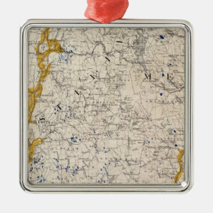 Topographic and Glacial Map of New Hampshire Metal Ornament