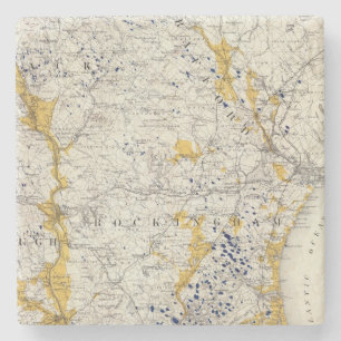 Topographic and Glacial Map of New Hampshire Stone Coaster