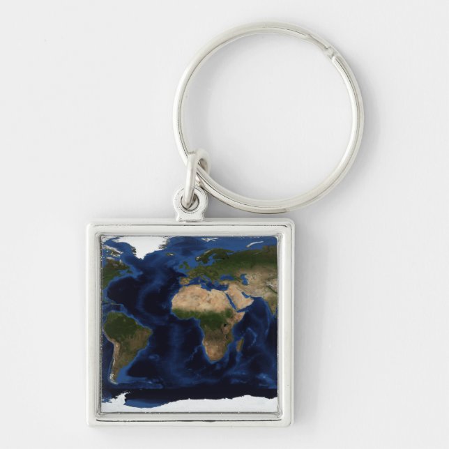 Topographic & bathymetric shading of full earth keychain (Front)