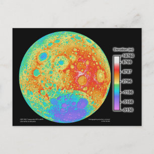 Topographic Colour Map of the Moon's Lunar Surface Postcard