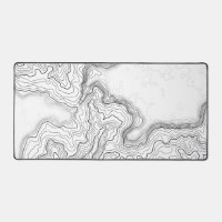 Topographic Contour White Gaming Mouse Pad XL