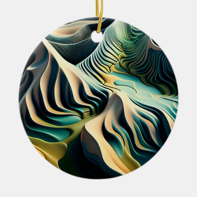 Topographic Currents Ceramic Ornament (Front)