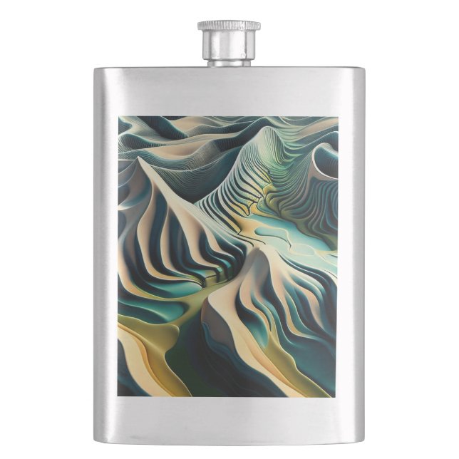 Topographic Currents Hip Flask (Front)