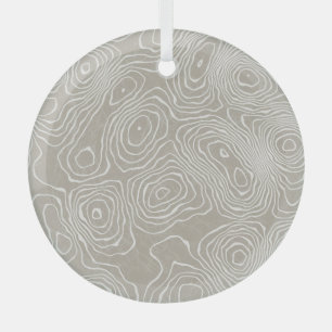 Topographic Earth Lines: Organic Map Glass Ornament