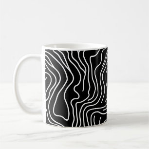 Topographic Line Art in Black 🗺️ Coffee Mug