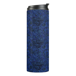 Topographic Line Pattern   Midnight Sapphire Thermal Tumbler