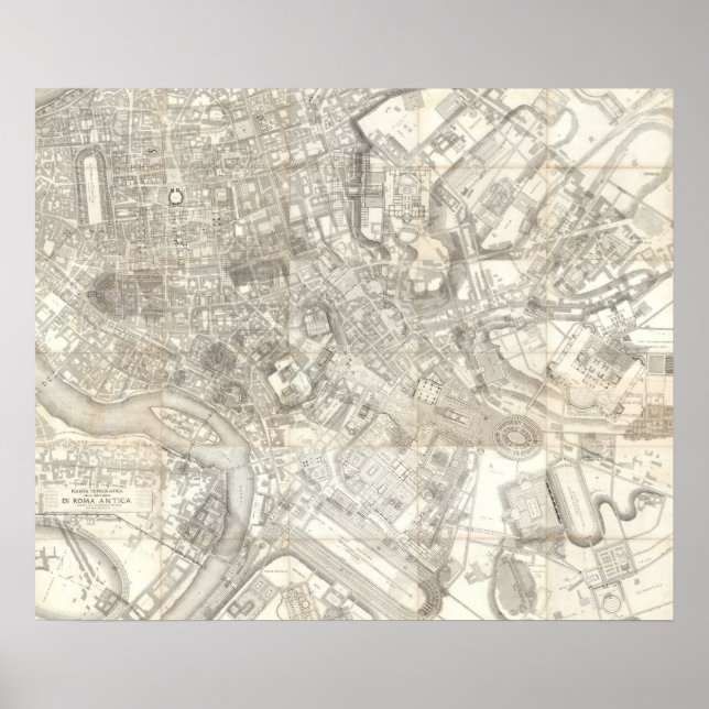 Topographic Map of Ancient Rome, Italy Poster (Front)