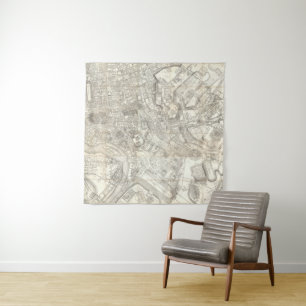 Topographic Map of Ancient Rome, Italy Tapestry
