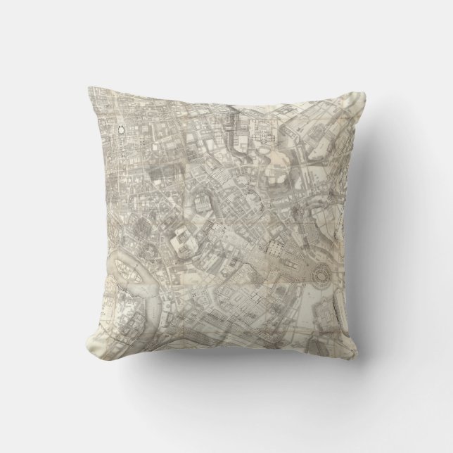 Topographic Map of Ancient Rome, Italy Throw Pillow (Front)