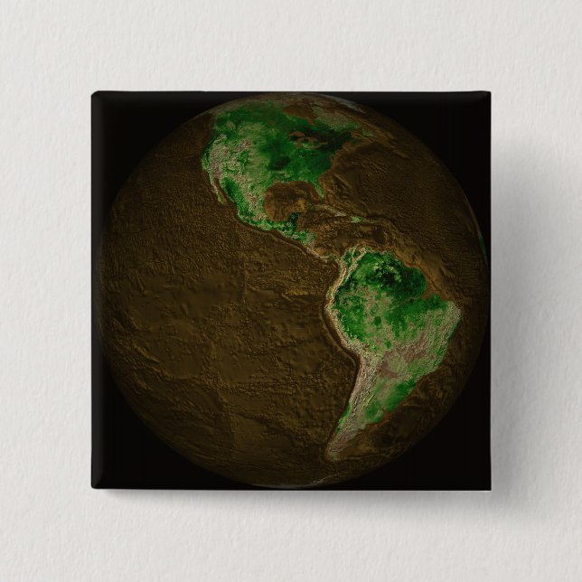 Topographic Map of Earth 2 Inch Square Button (Front)