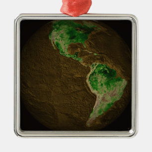 Topographic Map of Earth Metal Ornament
