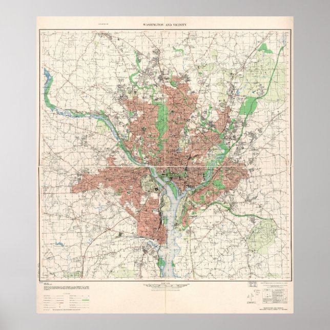 Topographic Map of Washington, D.C. 1953 Poster (Front)