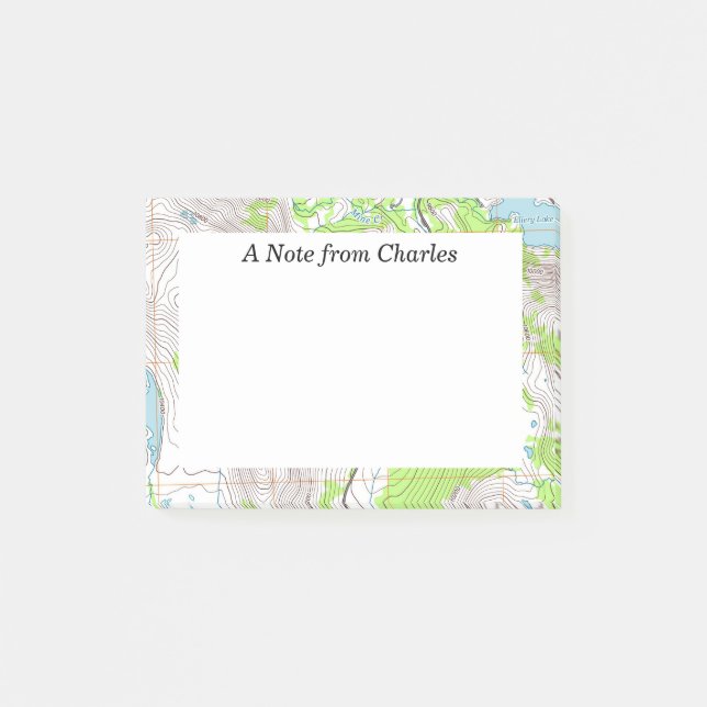 Topographic Map Personalized Post-it Notes (Front)