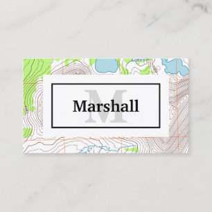Topographic Map with Your Name and Monogram Business Card