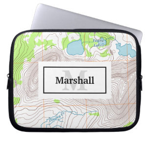 Topographic Map with Your Name and Monogram Laptop Sleeve