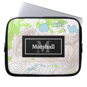 Topographic Map with Your Name and Monogram Laptop Sleeve
