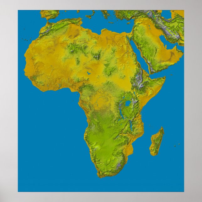 Topographic view of Africa Poster (Front)