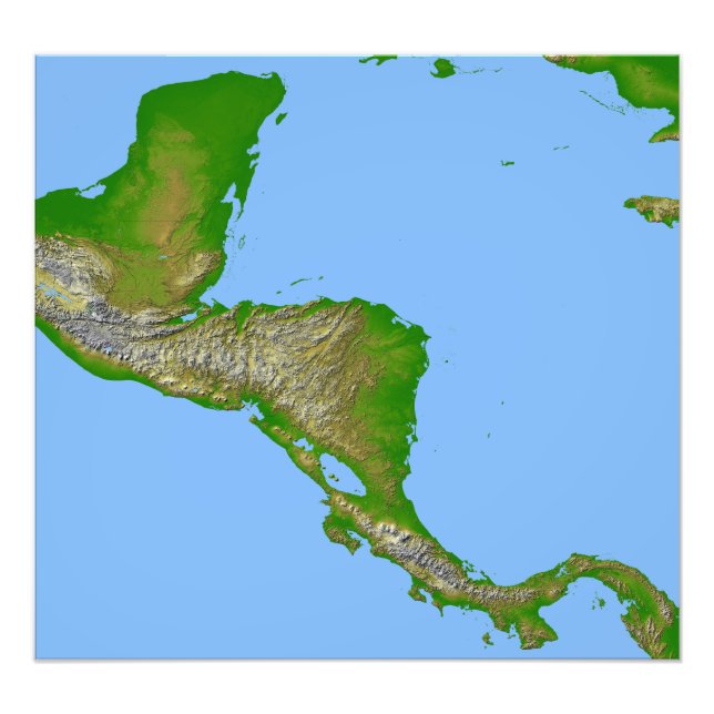 Topographic view of Central America Photo Print (Front)