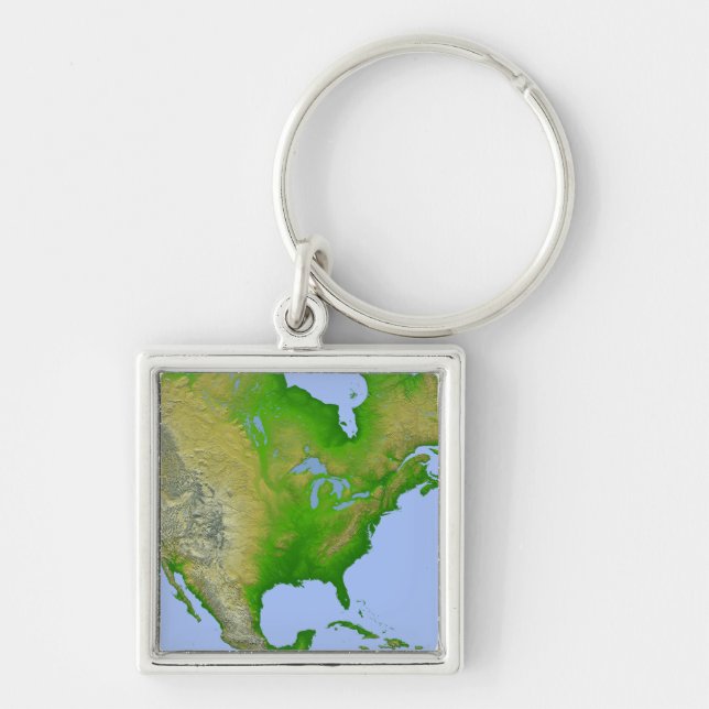 Topographic view of North America Keychain (Front)