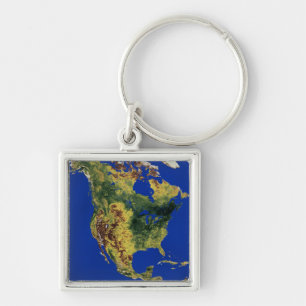Topographic View of North and Central America Keychain