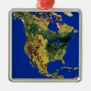 Topographic View of North and Central America Metal Ornament