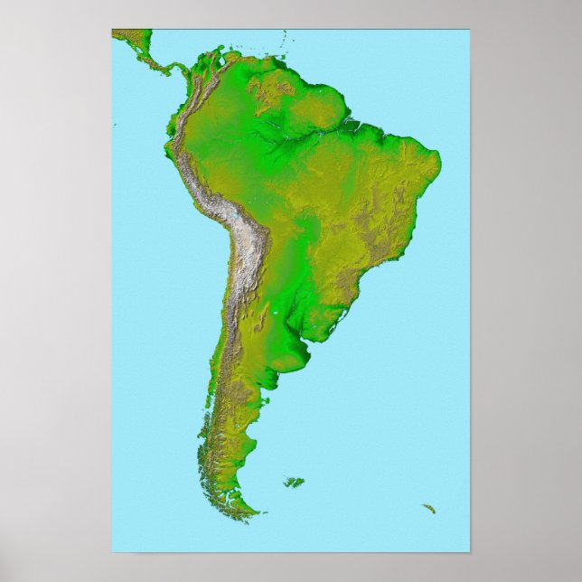 Topographic view of South America Poster (Front)