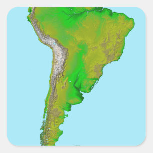 Topographic view of South America Square Sticker