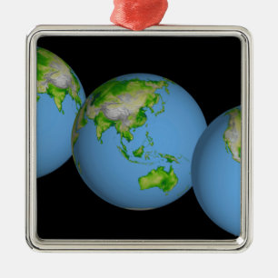 Topographic views of the world metal ornament