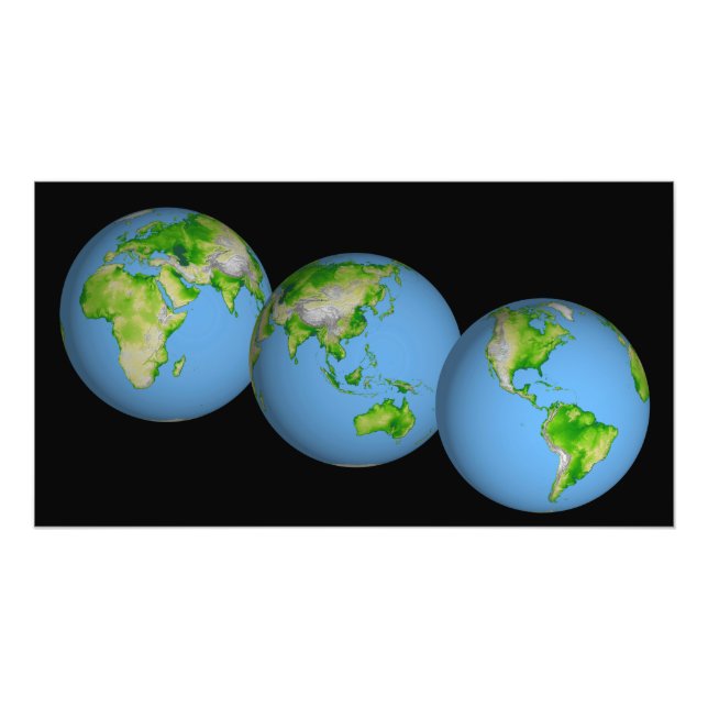 Topographic views of the world photo print (Front)