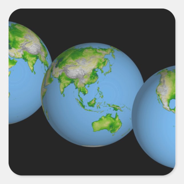 Topographic views of the world square sticker (Front)