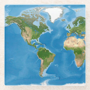 Topographic World Map Earth Illustration Glass Coaster