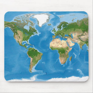 Topographic World Map Earth Illustration Mouse Pad