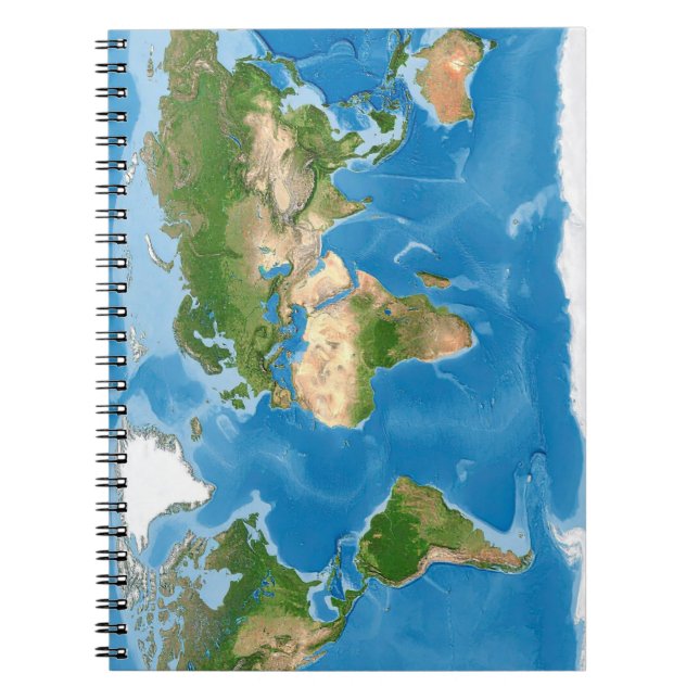 Topographic World Map Earth Illustration Notebook (Front)