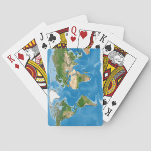 Topographic World Map Earth Illustration Playing Cards