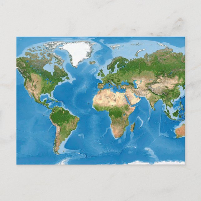 Topographic World Map Earth Illustration Postcard (Front)