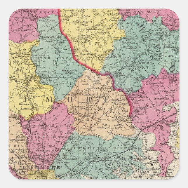 Topographical atlas of Maryland counties 3 Square Sticker (Front)