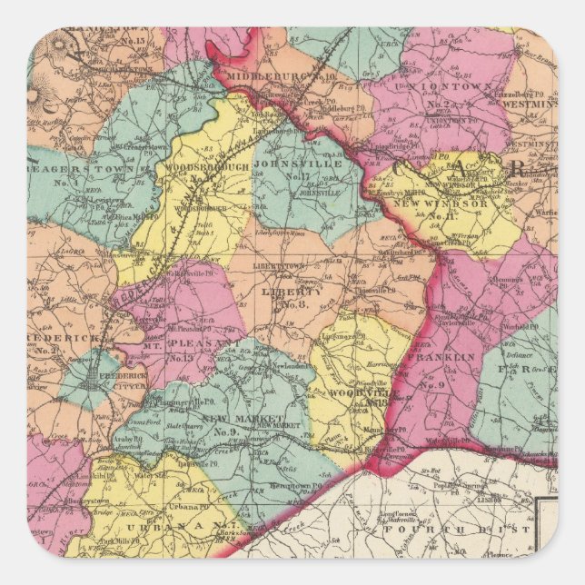 Topographical atlas of Maryland counties 5 Square Sticker (Front)