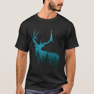 Topographical Bull Elk Deer Hunting Antlers Deer H T-Shirt