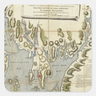 Topographical Chart of the Bay of Narraganset Square Sticker