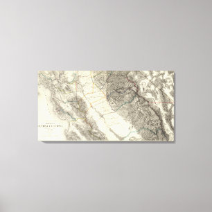 Topographical Map of Central California Canvas Print