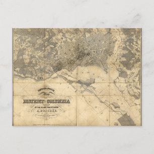 Topographical Map of District of Columbia (1861) Postcard